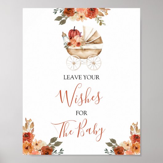 Pumpkin Stroller Baby Shower Leave Your Wishes Poster (Voorkant)