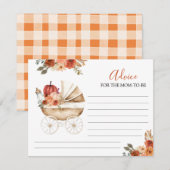 Pumpkin Stroller Floral Baby Shower Advice For Mom Informatiekaartje (Voorkant / Achterkant)