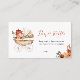 Pumpkin Stroller Floral Baby Shower Diaper Raffle Informatiekaartje