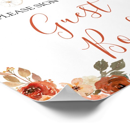 Pumpkin Stroller Floral Baby Shower Guest Book Poster (Hoek)