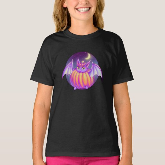 Pumpkin Suit Paars Bat Night Fog Art T-shirt (Voorkant)