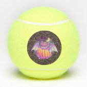 Pumpkin Suit Paars Bat Night Fog Art Tennisballen (Achterkant)