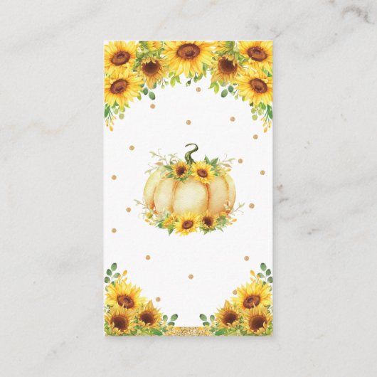 Pumpkin Sunflower Baby shower Diaper Raffle Informatiekaartje (Achterkant)