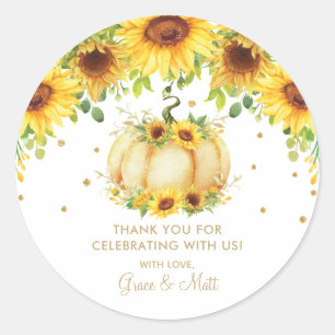 Pumpkin Sunflower Baby shower Hartelijk dank Ronde Sticker