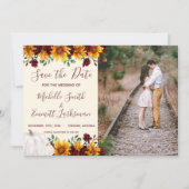 Pumpkin Sunflower Burgundy Save the Date (Voorkant)