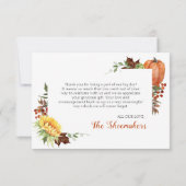 Pumpkin Sunflower Fall Weddenschap Hartelijk dank Bedankkaart (Achterkant)