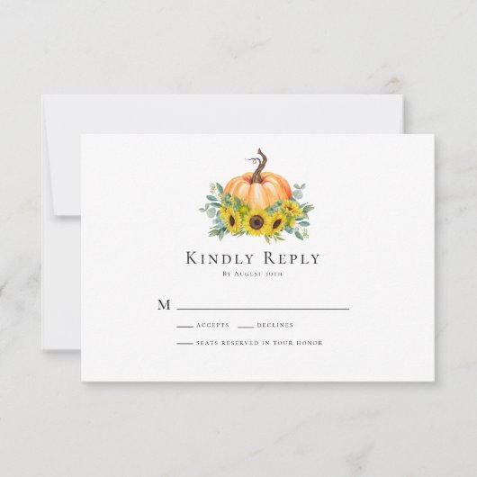 Pumpkin Sunflower Fall Weddenschap RSVP Kaartje (Voorkant)