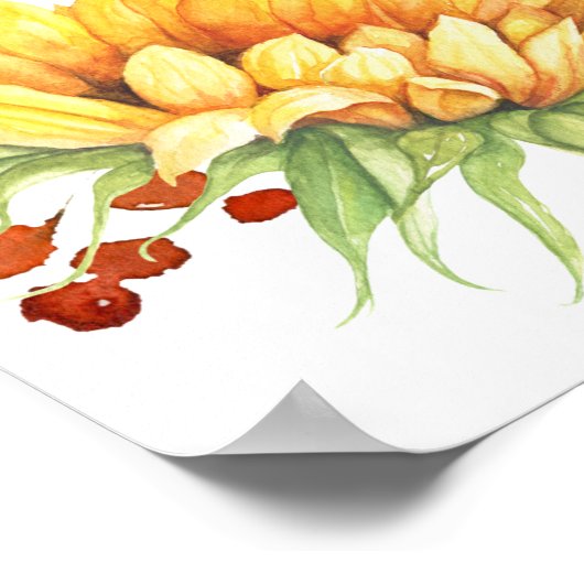 Pumpkin Sunflower Fall Weddenschap Welkomstteken P Poster (Hoek)