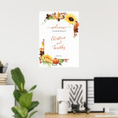 Pumpkin Sunflower Fall Weddenschap Welkomstteken P Poster (Thuiskantoor)