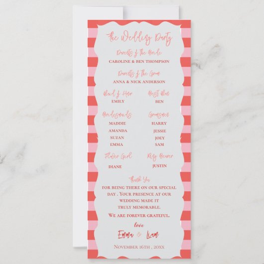 Pumpkin & Sunflower Fall Wedding Program Card Kaart (Achterkant)