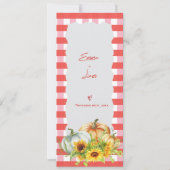 Pumpkin & Sunflower Fall Wedding Program Card Kaart (Voorkant)