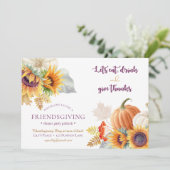 Pumpkin Sunflower Friendsgiving Potluck Invitation Kaart (Staand voorkant)