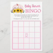 Pumpkin Sunflower Roze Baby shower Bingo Game
