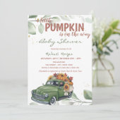 Pumpkin Sunflower Truck Baby shower Kaart (Staand voorkant)