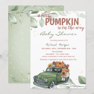 Pumpkin Sunflower Truck Baby shower Kaart