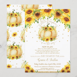 Pumpkin Sunflower Virtueel Baby shower per post Kaart