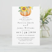 Pumpkin Sunflower Weddenschap Kaart (Staand voorkant)