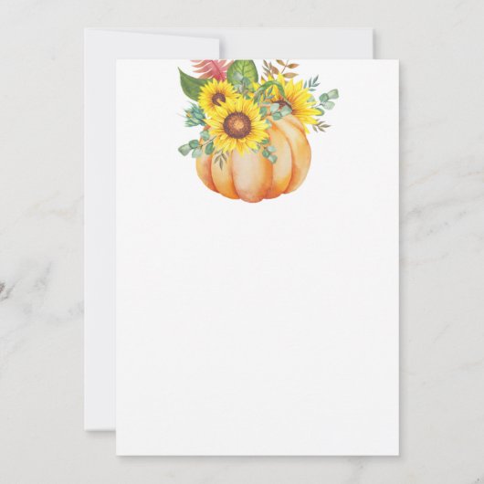 Pumpkin Sunflower Weddenschap Kaart (Achterkant)