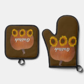 Pumpkin, Sunflowers, Gratitude Brown Oven Mitt & Ovenwant & Pannenlap Set (Voorkant)