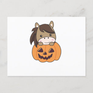 Pumpkin Sweet Horses Happy Halloween Briefkaart