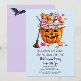 Pumpkin Sweets Witch Broom Halloween feest Kaart