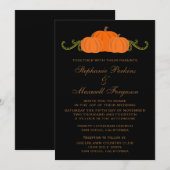 Pumpkin Swirls Fall Wedding Invite (donker) Kaart (Voorkant / Achterkant)