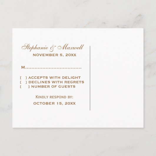 Pumpkin Swirls Fall Wedding RSVP Briefkaart (Achterkant)