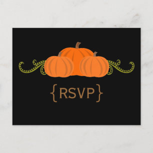Pumpkin Swirls Fall Wedding RSVP Briefkaart (donke