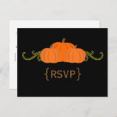 Pumpkin Swirls Fall Wedding RSVP Briefkaart (donke (Voorkant / Achterkant)