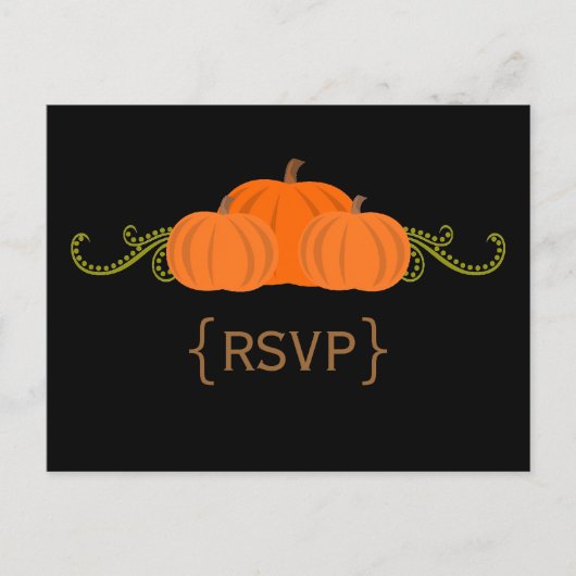 Pumpkin Swirls Fall Wedding RSVP Briefkaart (donke (Voorkant)