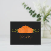 Pumpkin Swirls Fall Wedding RSVP Briefkaart (donke (Staand voorkant)