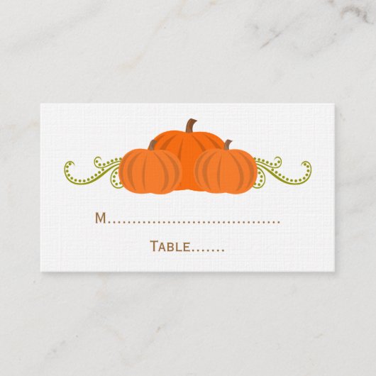 Pumpkin Swirls Fall Wedk Place Card Plaatskaartje (Voorkant)