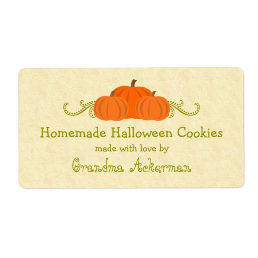 Pumpkin Swirls Halloween Baking Labels (Voorkant)