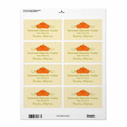 Pumpkin Swirls Halloween Baking Labels (Full Sheet)