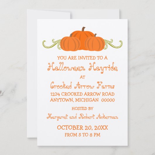 Pumpkin Swirls Halloween Party Invitation Kaart (Voorkant)
