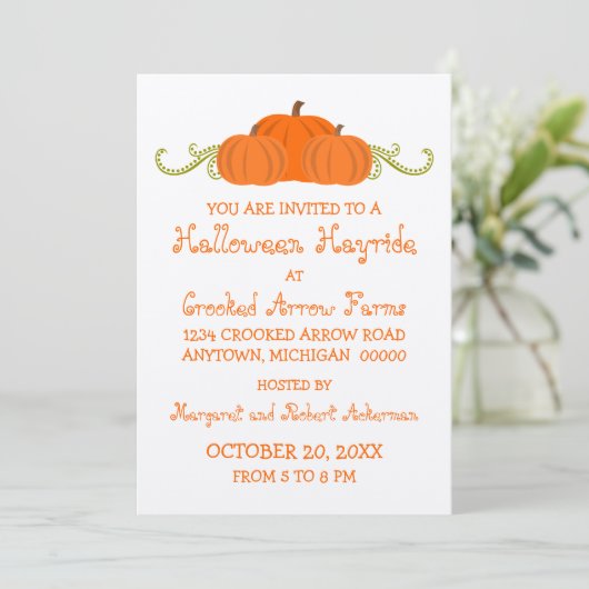 Pumpkin Swirls Halloween Party Invitation Kaart (Staand voorkant)