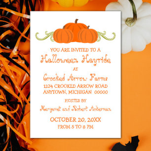 Pumpkin Swirls Halloween Party Invitation Kaart
