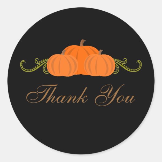 Pumpkin Swirls Herfst Dank u Stickers (donker) (Voorkant)