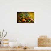 Pumpkin-tabel voor de Herfst in de halloween Autum Poster (Keuken)