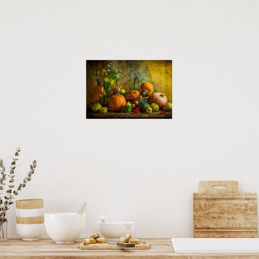 Pumpkin-tabel voor de Herfst in de halloween Autum Poster (Keuken)