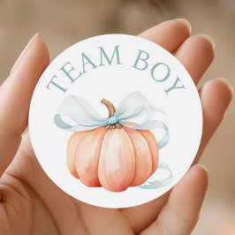 Pumpkin Team Boy Gender Reveal Ronde Sticker