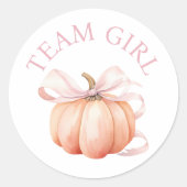 Pumpkin Team Girl Gender Reveal Ronde Sticker (Voorkant)