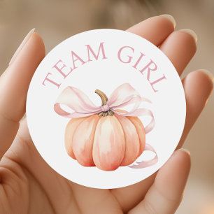 Pumpkin Team Girl Gender Reveal Ronde Sticker