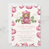 Pumpkin Teddy Bear Girl Baby shower Uitnodiging (Voorkant)