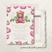 Pumpkin Teddy Bear Girl Baby shower Uitnodiging
