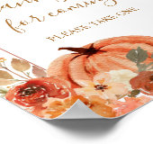 Pumpkin Terracota Baby shower Dank u voor uw komst Poster (Hoek)