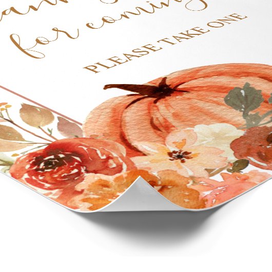 Pumpkin Terracota Baby shower Dank u voor uw komst Poster (Hoek)