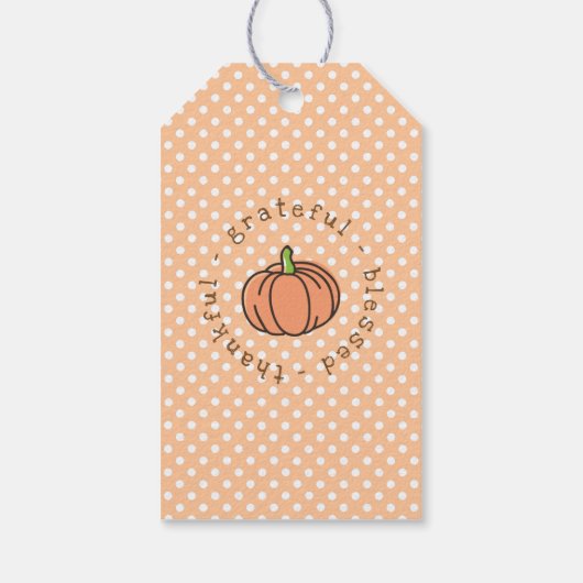 Pumpkin Thankful Grateful Blessed Thanksgiving Cadeaulabel (Achterkant)