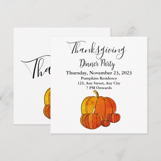 Pumpkin Thanksgiving feestdag Kaart (Voorkant / Achterkant)