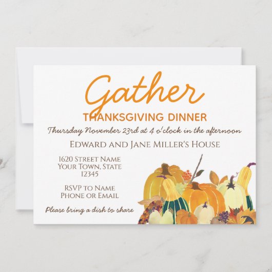 Pumpkin-Thanksgiving Kaart (Voorkant)